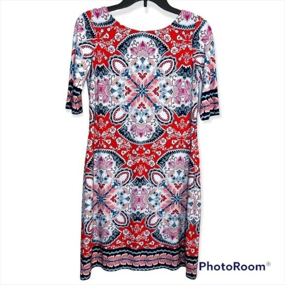 Laura Jeffries Red Floral Print Dress Size Small - Picture 1 of 7